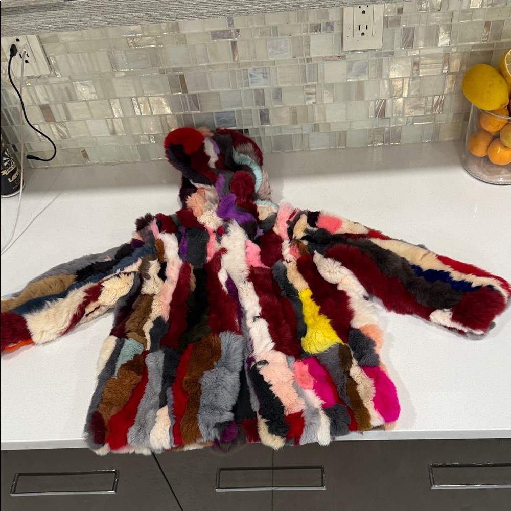 Adrienne Landau Multicolor Faux Fur Kids Puffer Jacket